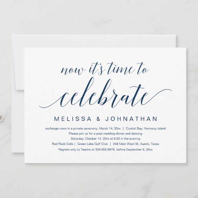 Wedding Elopement, Now it's time to celebrate Invi Invitation (Front)