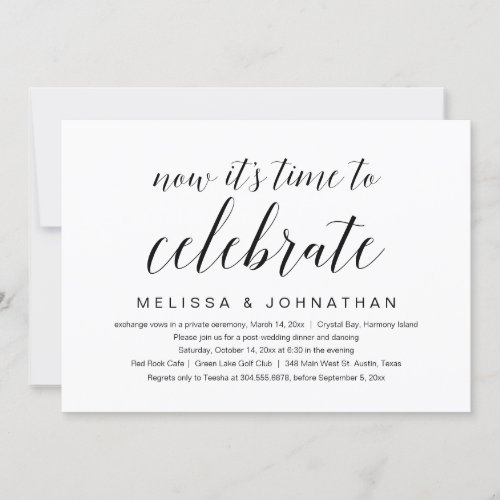 Wedding Elopement Now its time to celebrate Invitation