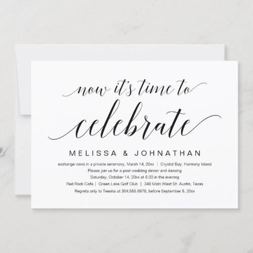 Wedding Elopement Now its time to celebrate Invitation