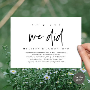 Wedding Elopement, oh yes we did Invitation