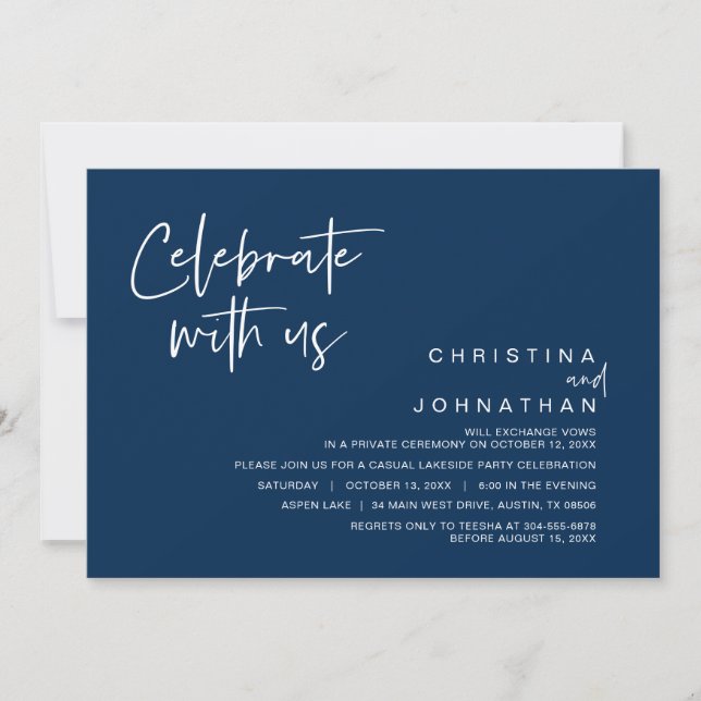 Wedding Elopement Party, Celebrate with us  Invita Invitation (Front)