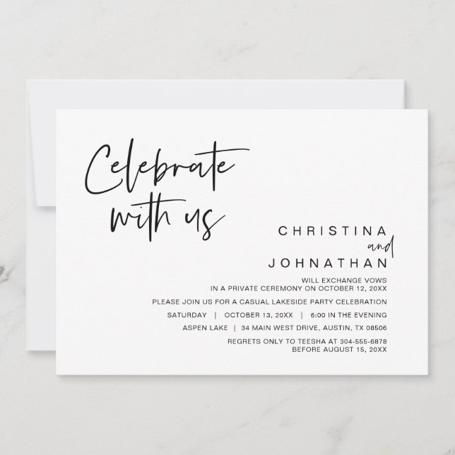 Wedding Elopement Party, Celebrate with us Invitat Invitation (Front)