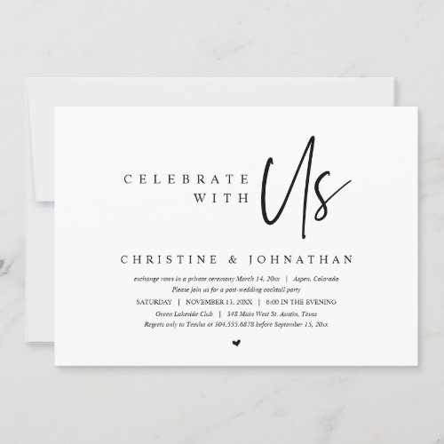 Wedding Elopement Party Celebrate with us Invitat Invitation