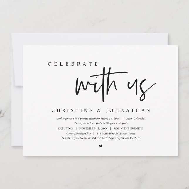 Wedding Elopement Party, Celebrate with us Invitation (Front)