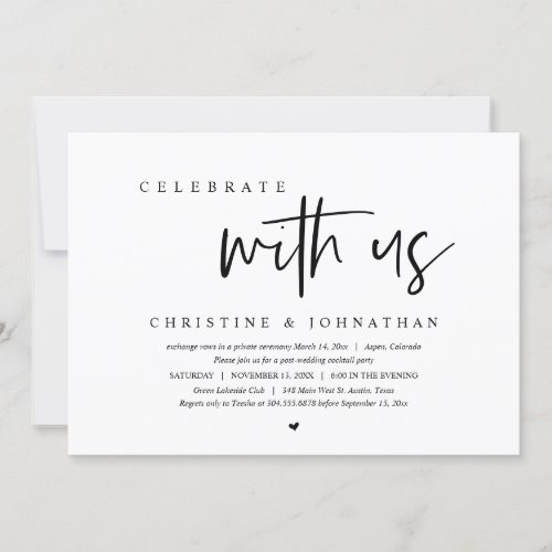 Wedding Elopement Party Celebrate with us Invitation