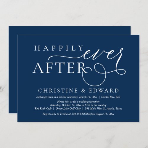 Wedding Elopement Party Happily Ever After Invita Invitation