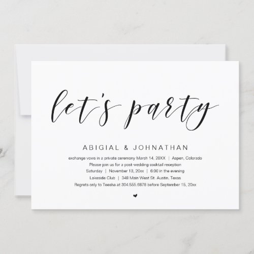 Wedding Elopement Party Lets Party Invitation