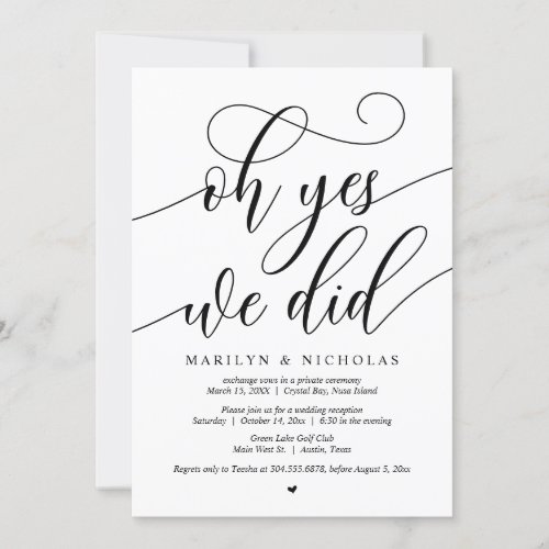 Wedding Elopement Party Oh Yes We Did Invitation