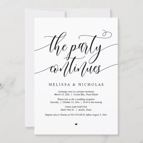 Wedding Elopement Party The Party Continues Invitation