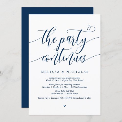 Wedding Elopement Party The Party Continues Invitation