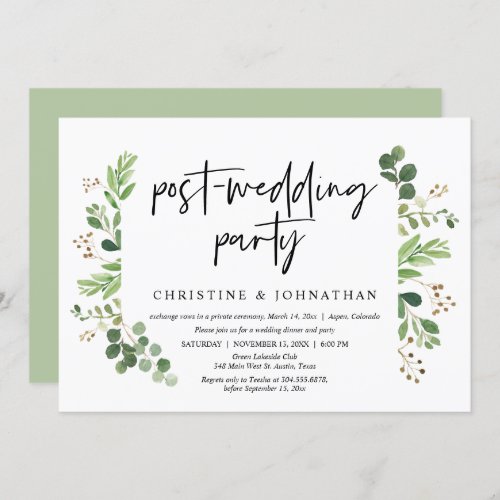 Wedding Elopement Post_wedding party Invitation