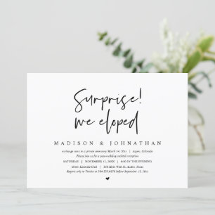 Wedding Elopement, Surprise, we eloped Invitation