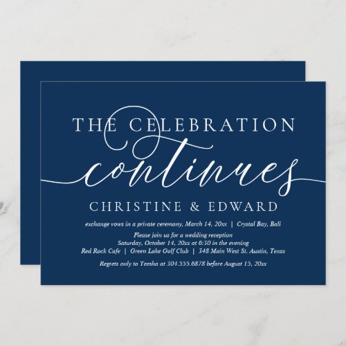 Wedding Elopement The Celebration Continues Invitation