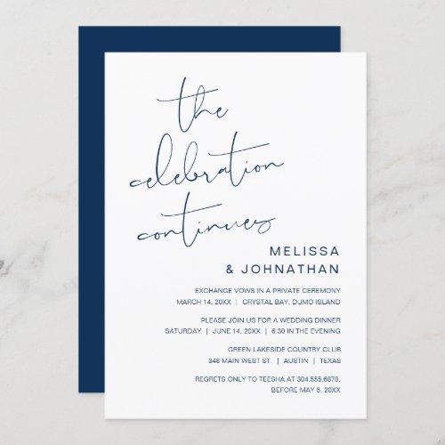 Wedding Elopement The Celebration Continues Invitation