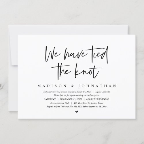 Wedding Elopement We have tied the knot Invitation