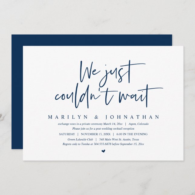 Wedding Elopement, We just could not wait Invitati Invitation (Front/Back)