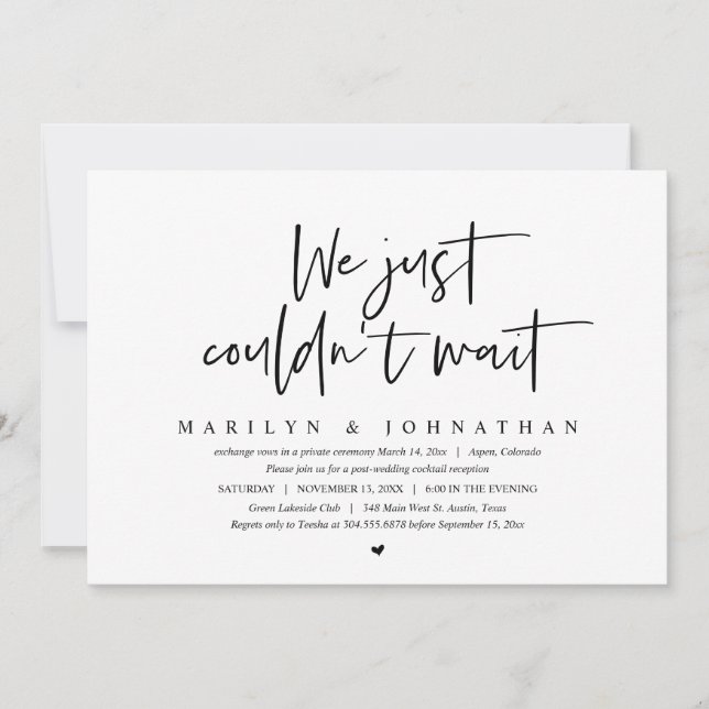 Wedding Elopement, We just could not wait Invitati Invitation (Front)
