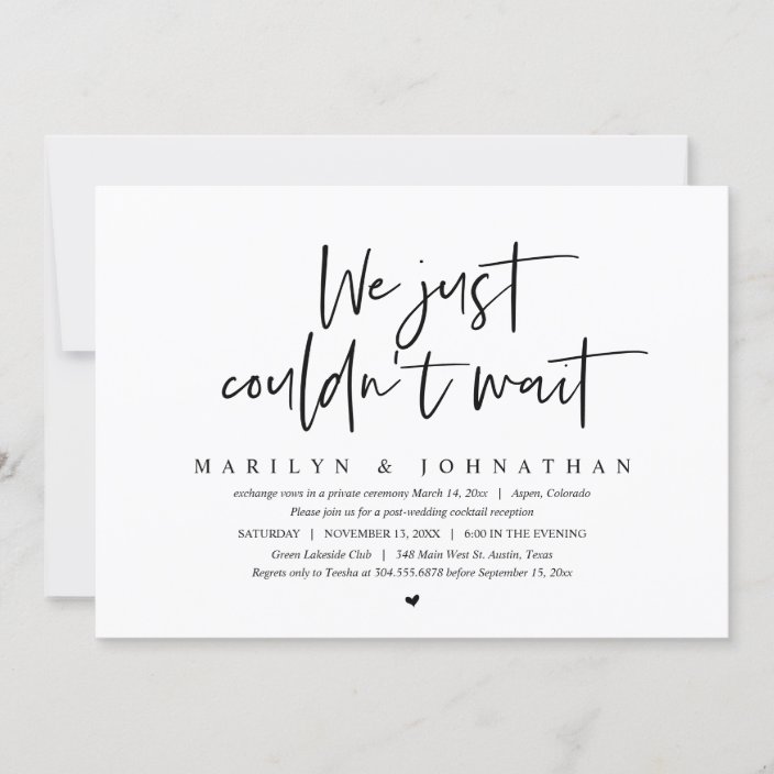 Wedding Elopement, We just could not wait Invitati Invitation | Zazzle.com