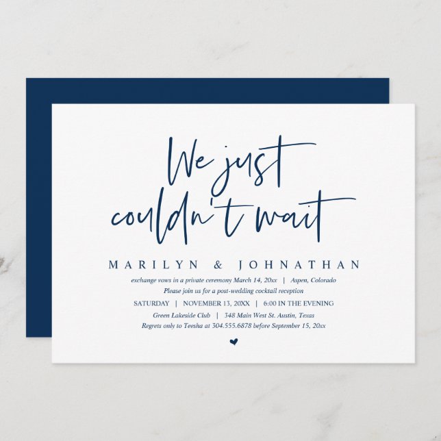 Wedding Elopement, We just could not wait Invitation (Front/Back)