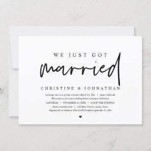 Wedding Elopement, We Just Got Married Invitation