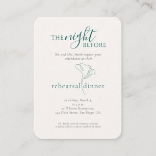 Wedding Emerald Green Rehearsal Dinner Enclosure Card