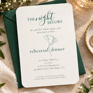 Wedding Emerald Green Rehearsal Dinner Enclosure Card
