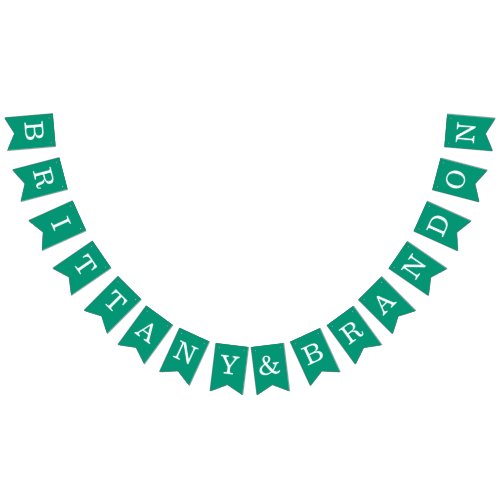 Wedding Emerald Green Simple Bride and Groom Names Bunting Flags