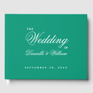 Wedding Emerald Green Simple Script Guest Book