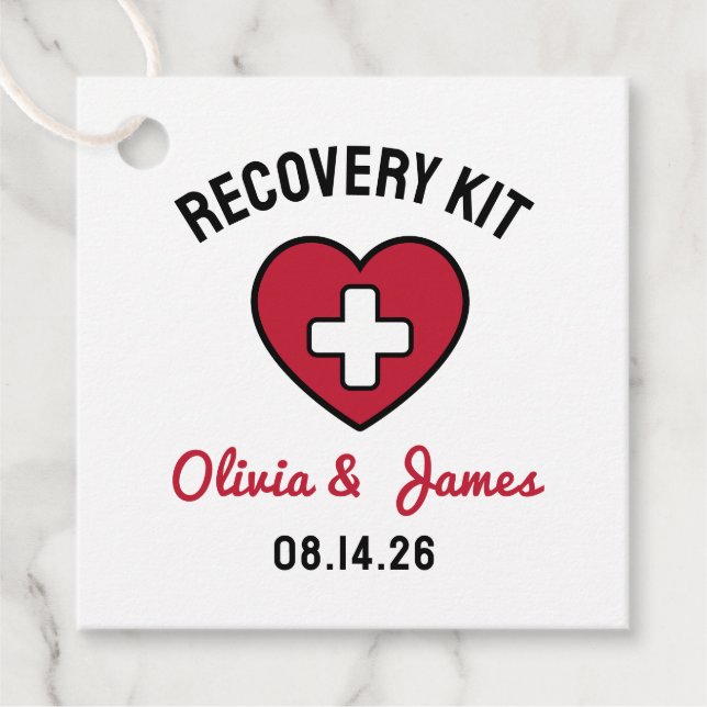 Wedding Emergency Survival Hangover Recovery Kit  Favor Tags (Front)
