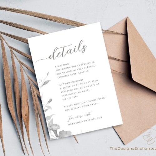 Wedding Enclosure Card Minimalist Floral Details