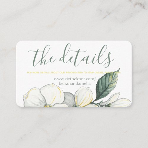 Wedding Enclosure Card Watercolor Dogwood Blooms