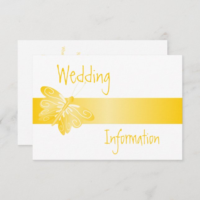 Wedding Enclosure Card Yellow Butterfly (Front/Back)