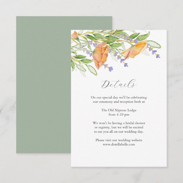 Wedding Enclosure Cards with Wildflower Theme (Front/Back)