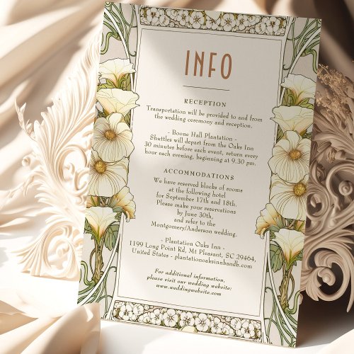 Wedding Enclosure INFO Vintage Art Nouveau Mucha Invitation