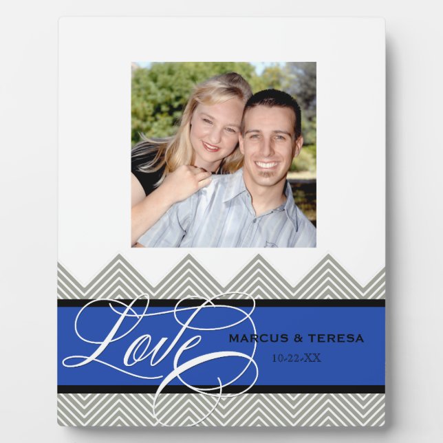 Wedding Engaged Chic Chevron Modern Personalized Plaque (Front)