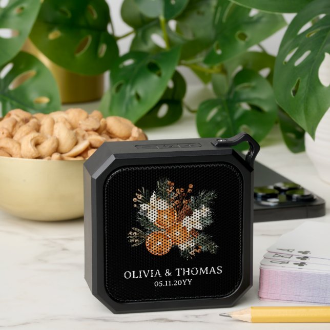 Wedding Engaged Couple Floral winter citrus  Bluetooth Speaker (Insitu(Table))