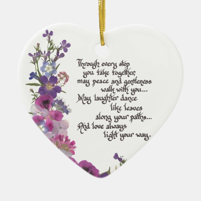 Wedding, engagement, anniversary gifts ceramic ornament (Front)