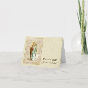 Wedding Engagement Bride Groom Religious Vintage Letterpress Thank You Card