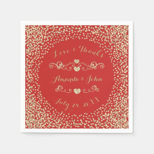 Wedding Engagement Champaigne Sepia Gold Ruby Red Napkins