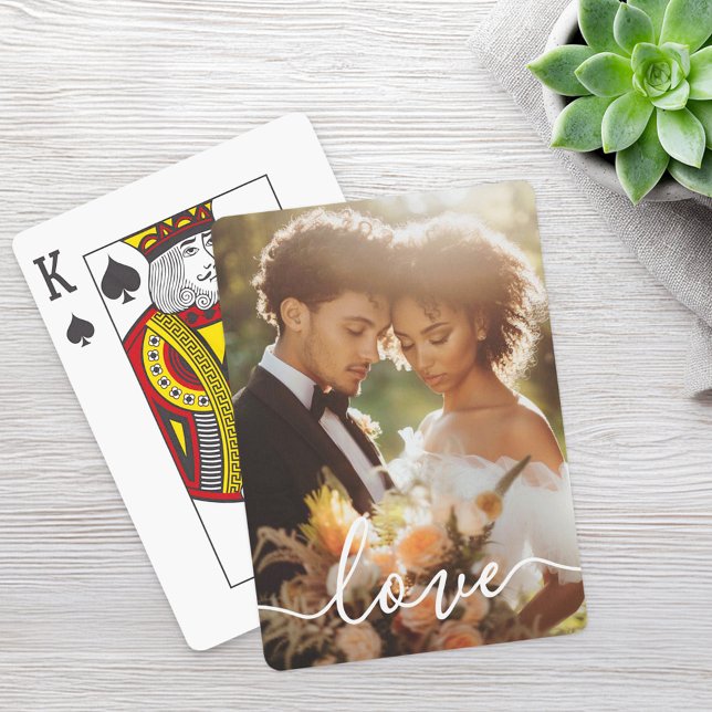 Wedding engagement couple photo love white text poker cards (Wedding engagement couple photo love white text poker cards)