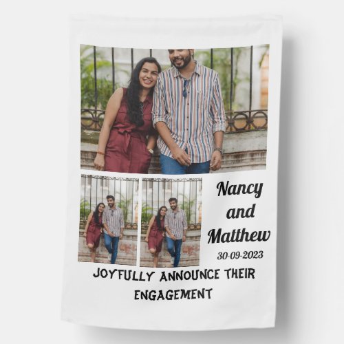 Wedding Engagement custom 3 Photo Collage House Flag