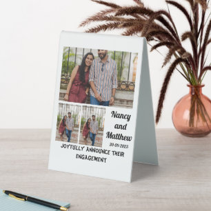 Wedding  Engagement custom 3 Photo Collage   Table Tent