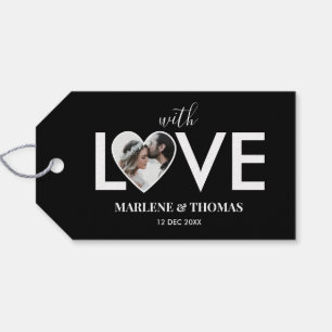 Wedding Engagement Custom Photo Black Heart Frame Gift Tags