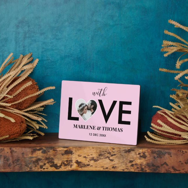 Wedding Engagement Custom Photo Pink Heart Frame (Side)