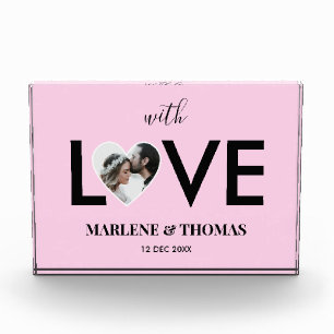Wedding Engagement Custom Photo Pink Heart Frame Acrylic Award