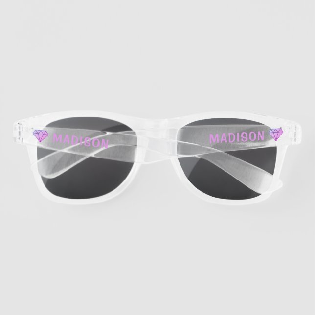 Wedding Engagement Diamond Chic Personalized Name Sunglasses (Back)