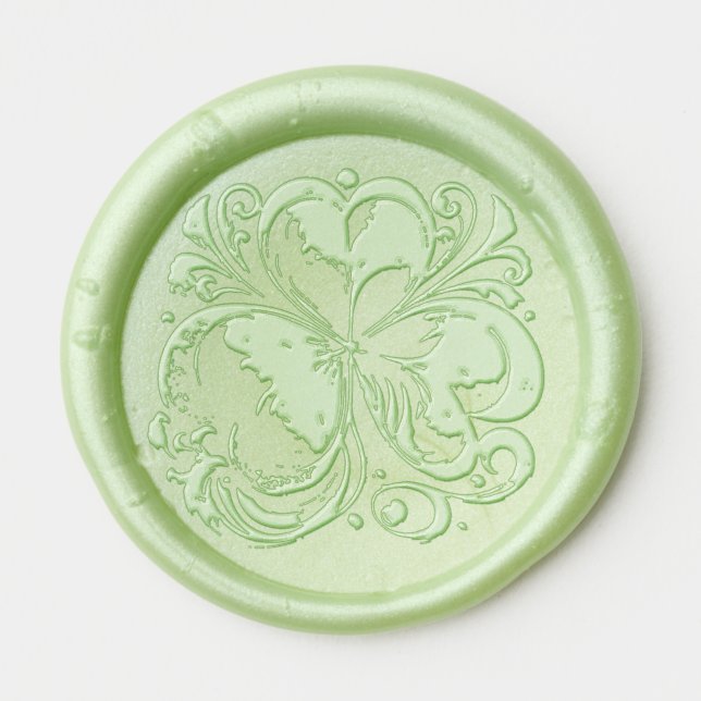 Wedding Engagement Fancy Shamrock Wax Seal Sticker (Front)