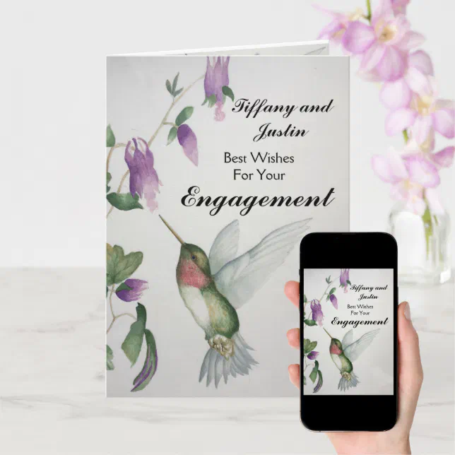 Wedding Engagement Happy Hummingbird Card | Zazzle