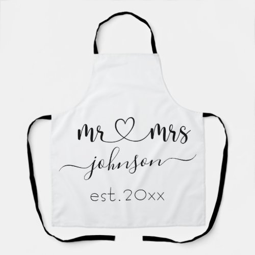 Wedding Engagement Heart Mr Mrs Personalized Name Apron