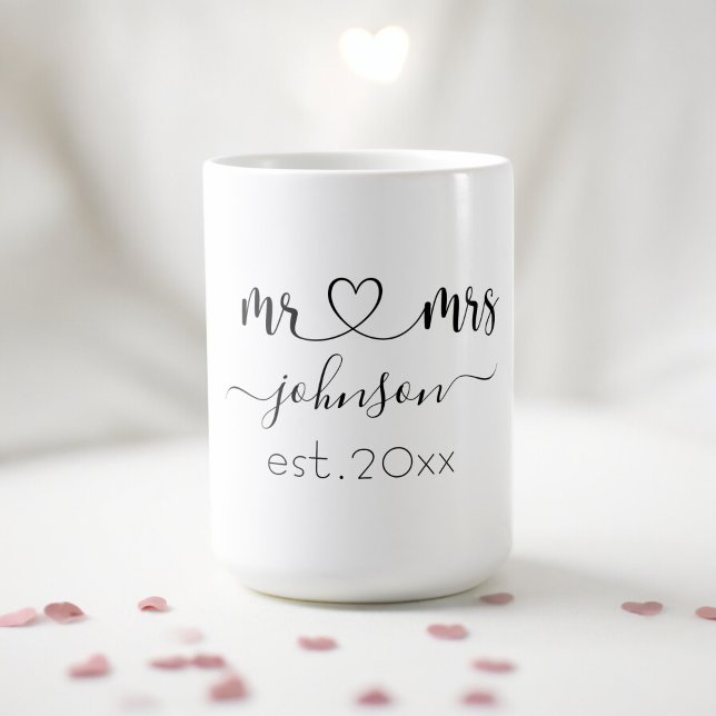 Wedding Engagement Heart Mr Mrs Personalized Name  Coffee Mug (Creator Uploaded)